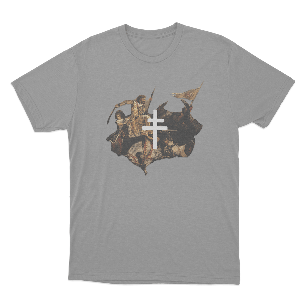 Battle Art Cross Unisex T Shirt Grey Battle Art Cross Unisex T Shirt Grey