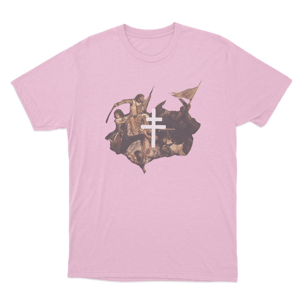 Battle Art Cross Unisex T Shirt Pink Battle Art Cross Unisex T Shirt Pink