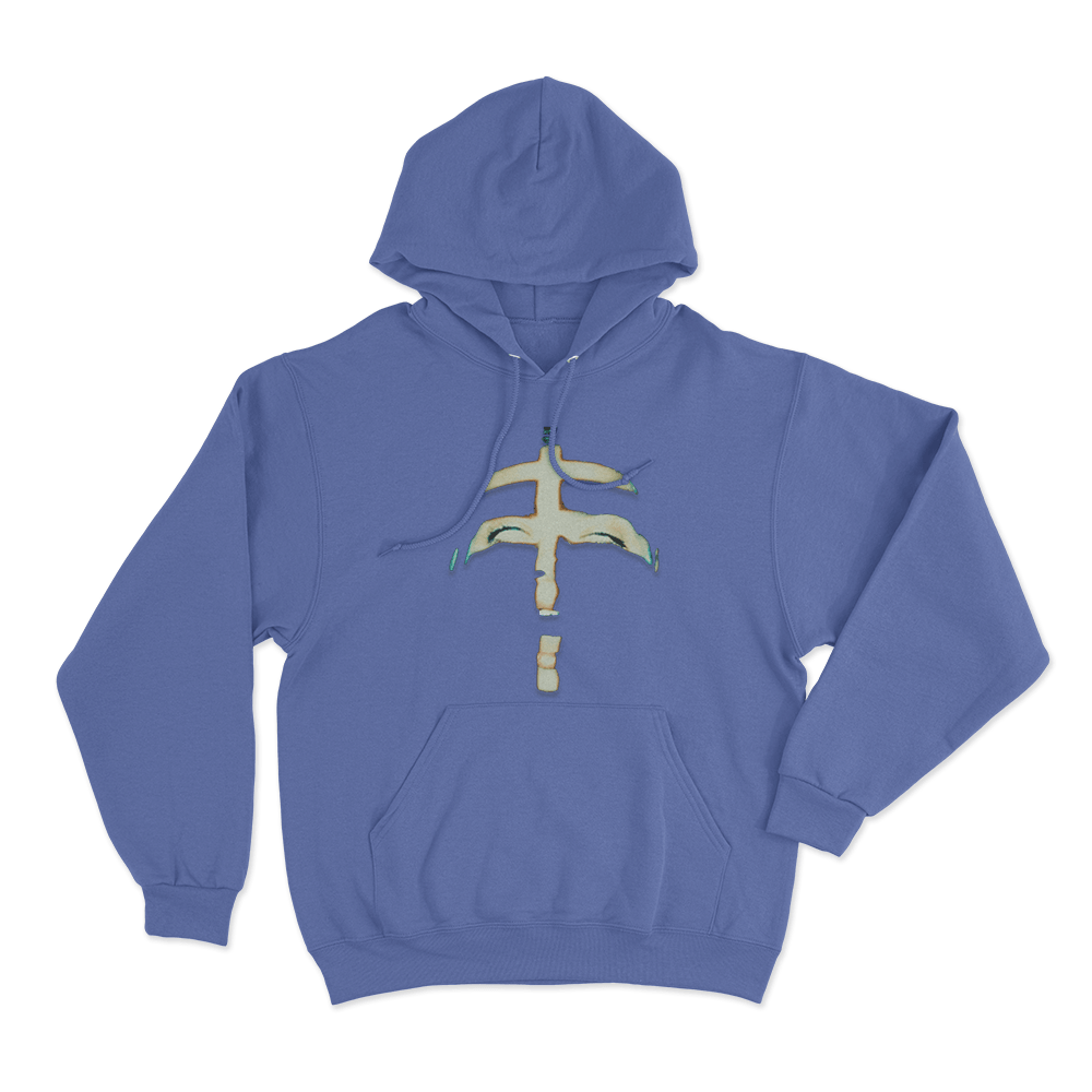 Light Cross Face Silhouette Unisex Hoodie Blue Light Cross Face Silhouette Unisex Hoodie Blue