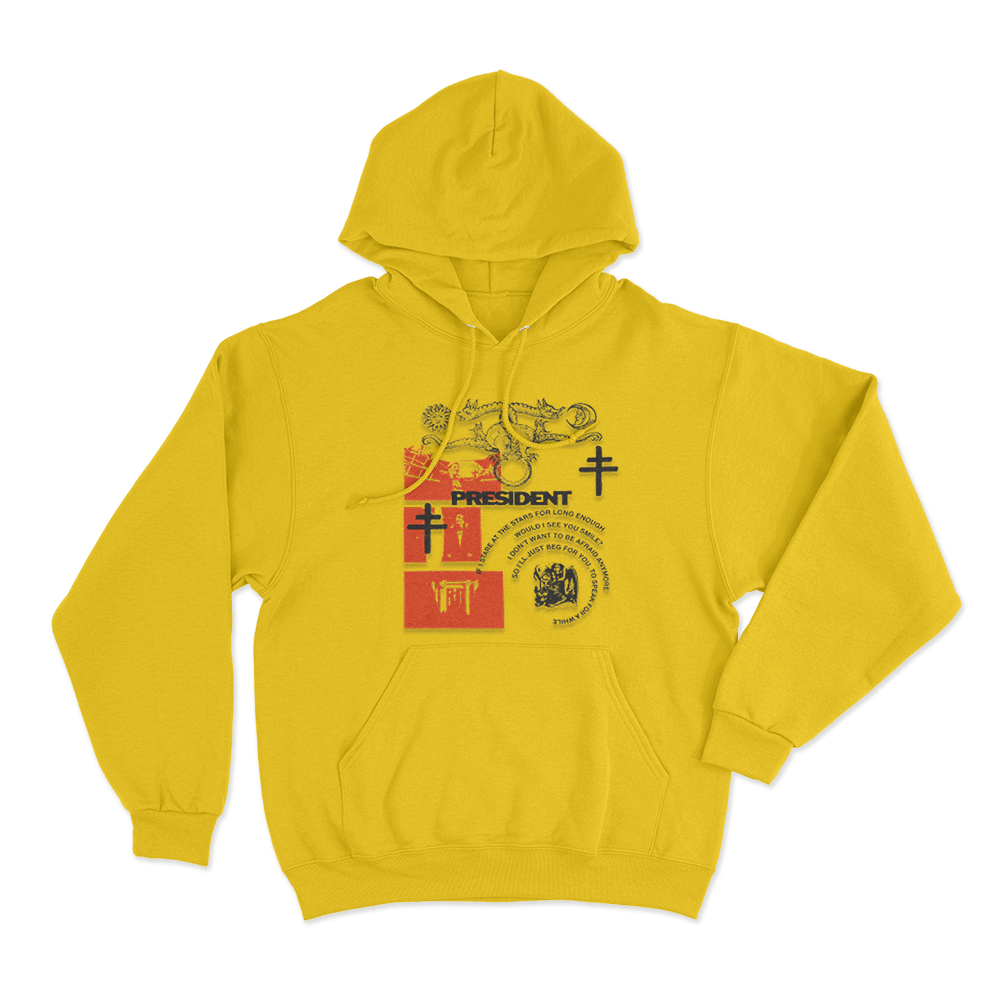 President Dionysus Spiral Lyrics Unisex Hoodie Yellow President Dionysus Spiral Lyrics Unisex Hoodie Yellow