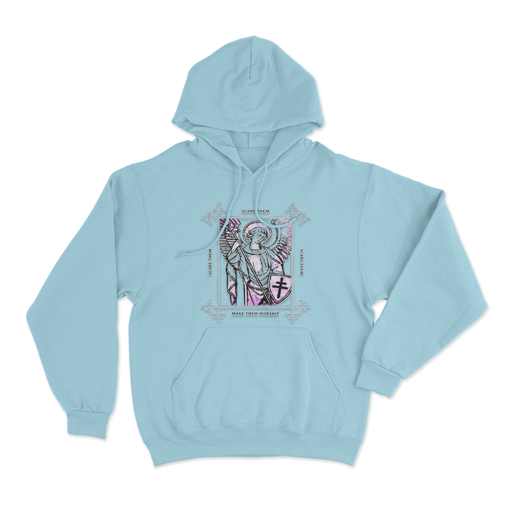 Scare Them Angel Cross Unisex Hoodie Sky Blue Scare Them Angel Cross Unisex Hoodie Sky Blue
