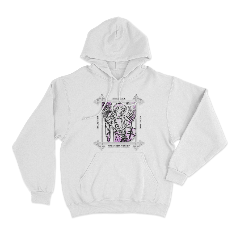 Scare Them Angel Cross Unisex Hoodie White Scare Them Angel Cross Unisex Hoodie White